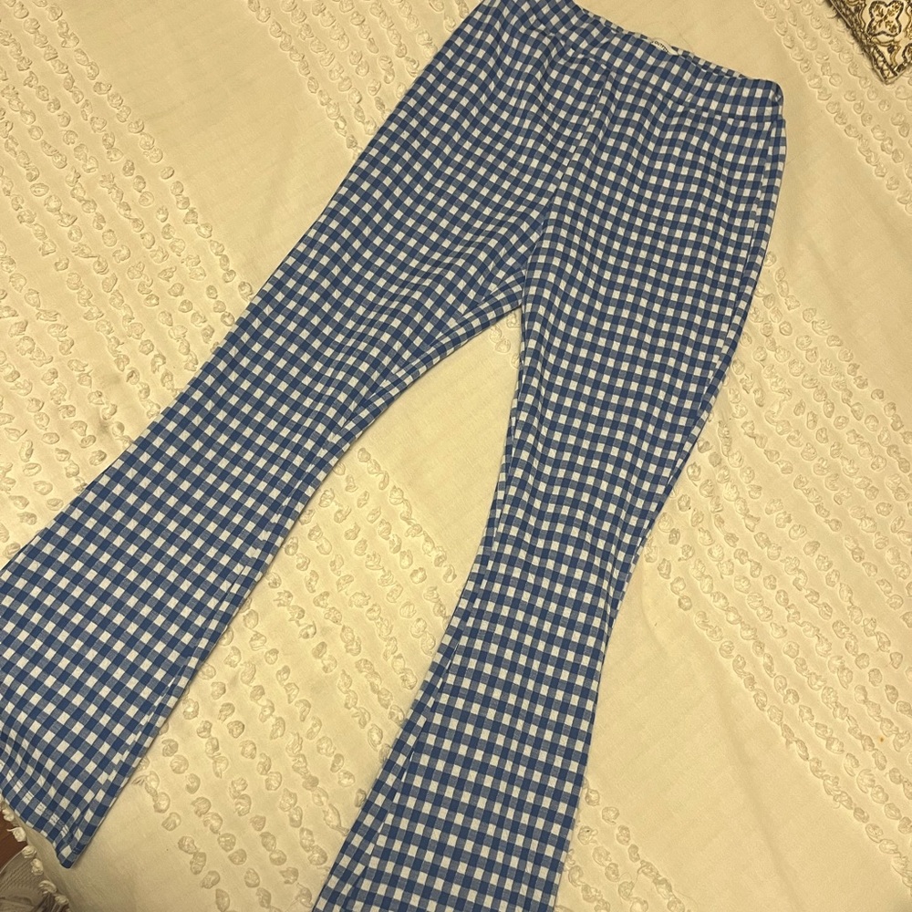 URBAN OUTFITTERS Blue Gingham flare pants